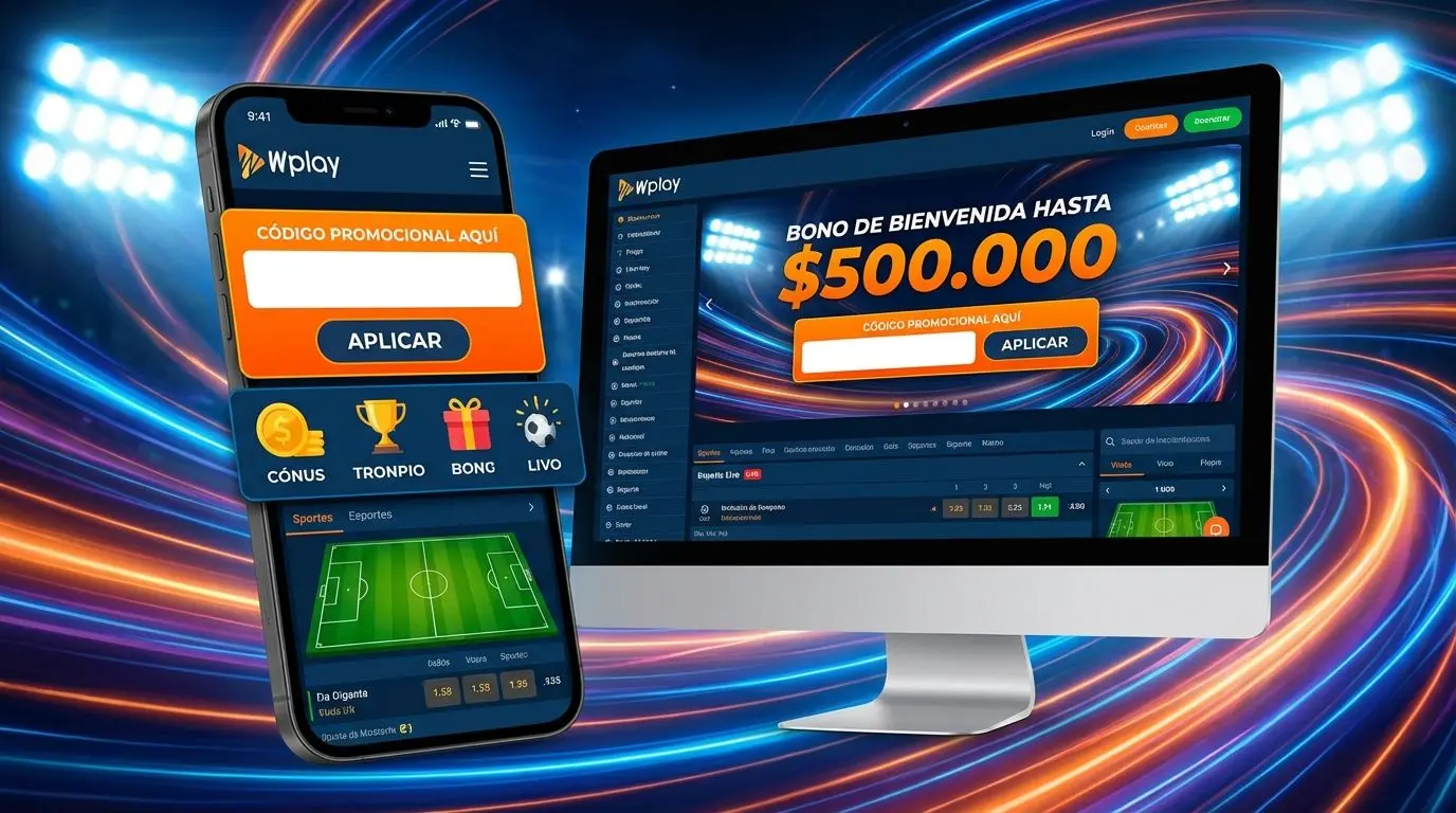 Interfaz de Wplay mostrando el ingreso de un código promocional en ambiente moderno