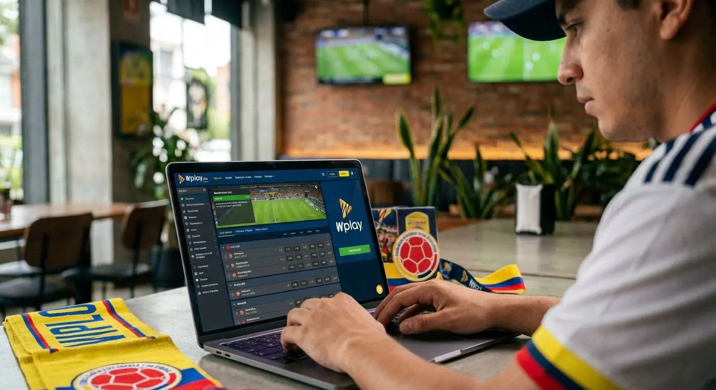 Jugador apostando en deportes online desde Colombia en su laptop