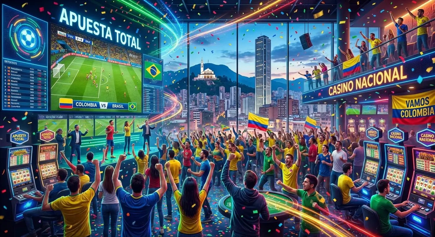 Ambiente animado de apuestas deportivas y casino online en Colombia