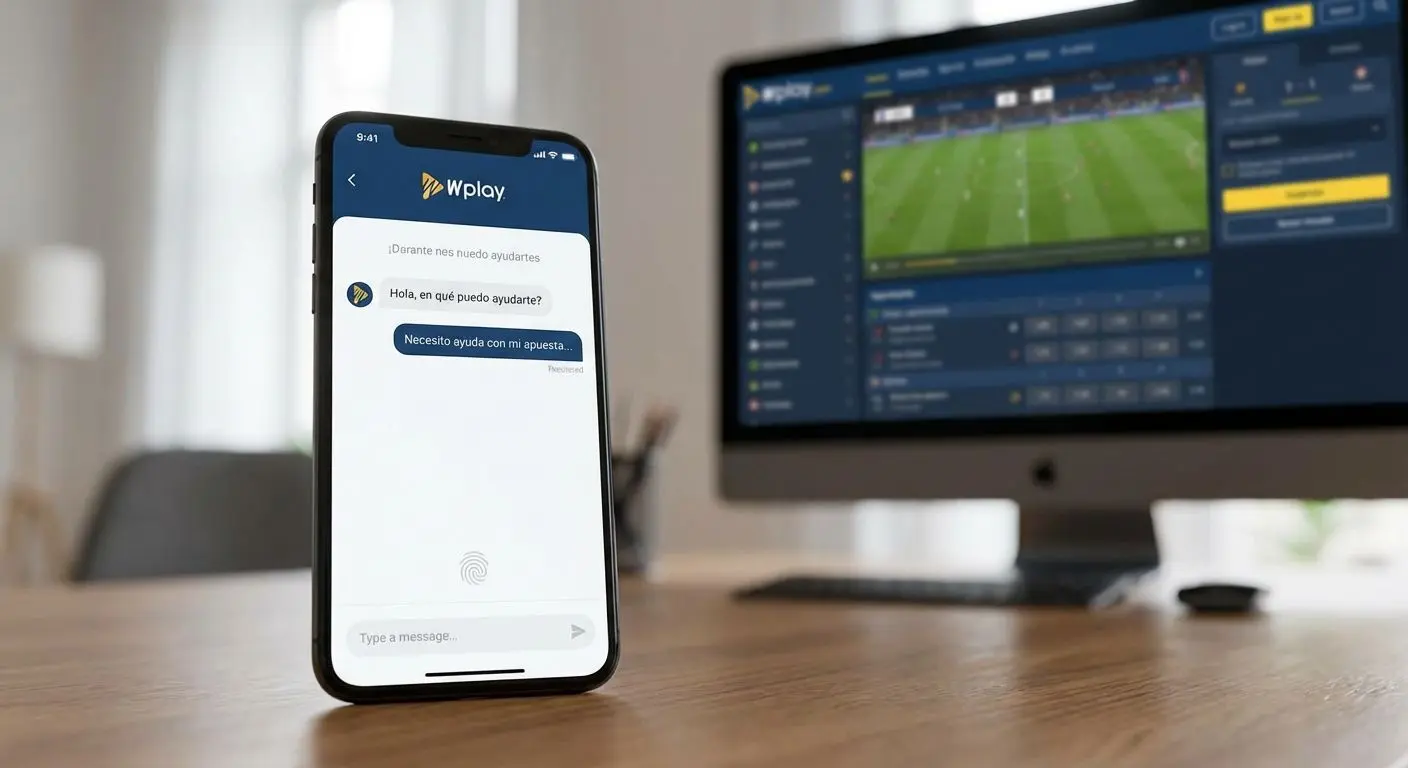Interfaz de chat en vivo Wplay abierta en el móvil del usuario