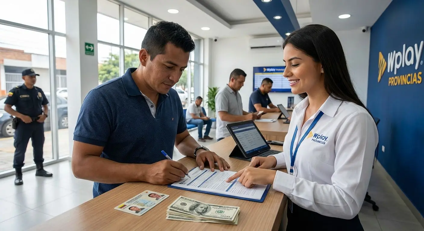 Usuario realizando registro presencial en local WPlay Provincias con asesoría