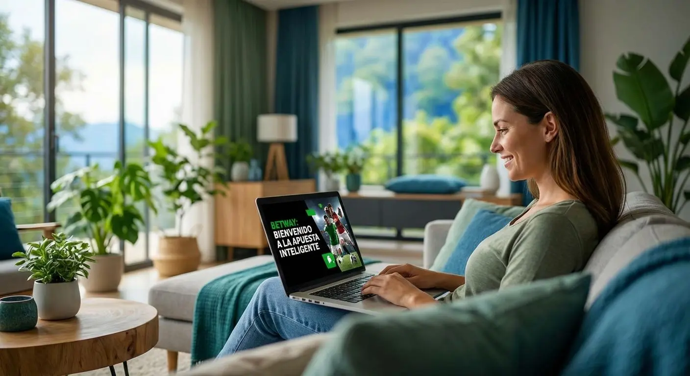 Usuario colombiano iniciando registro en Wplay desde una laptop, ambiente hogareño coherente con apuestas online