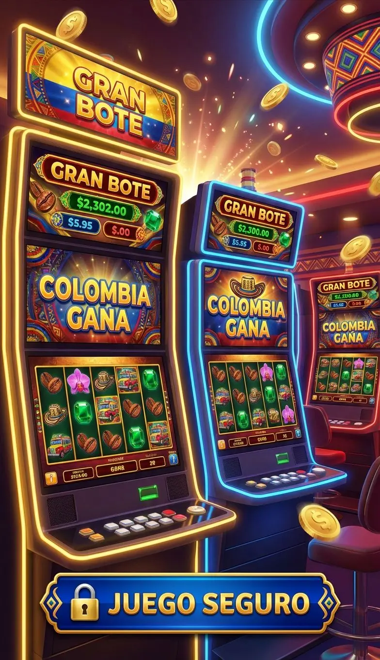 Variedad de tragamonedas Wplay con símbolos colombianos y entorno seguro